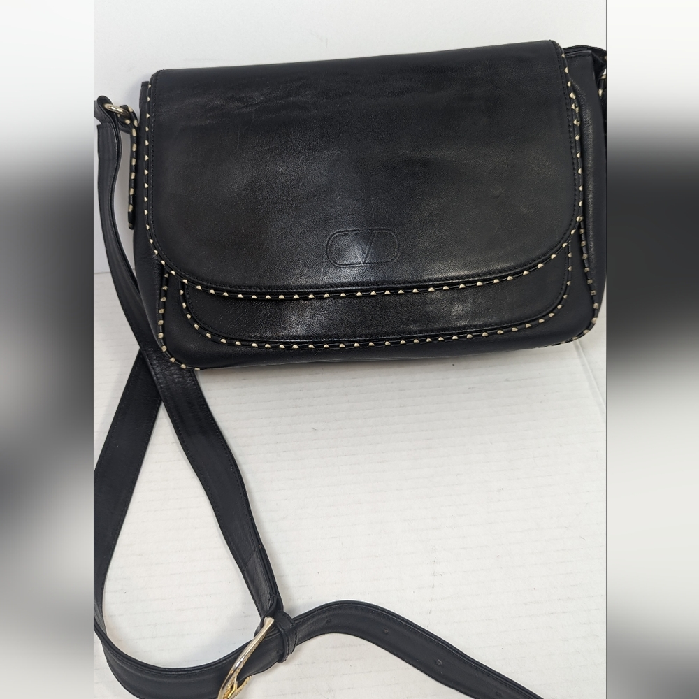 VALENTINO Vintage Black Leather Crossbody Bag